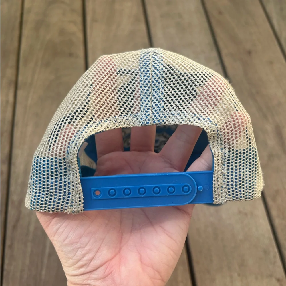 Vintage Style Ford Bronco Embroidered Snap Back Trucker Hat Curved Brim in Blue